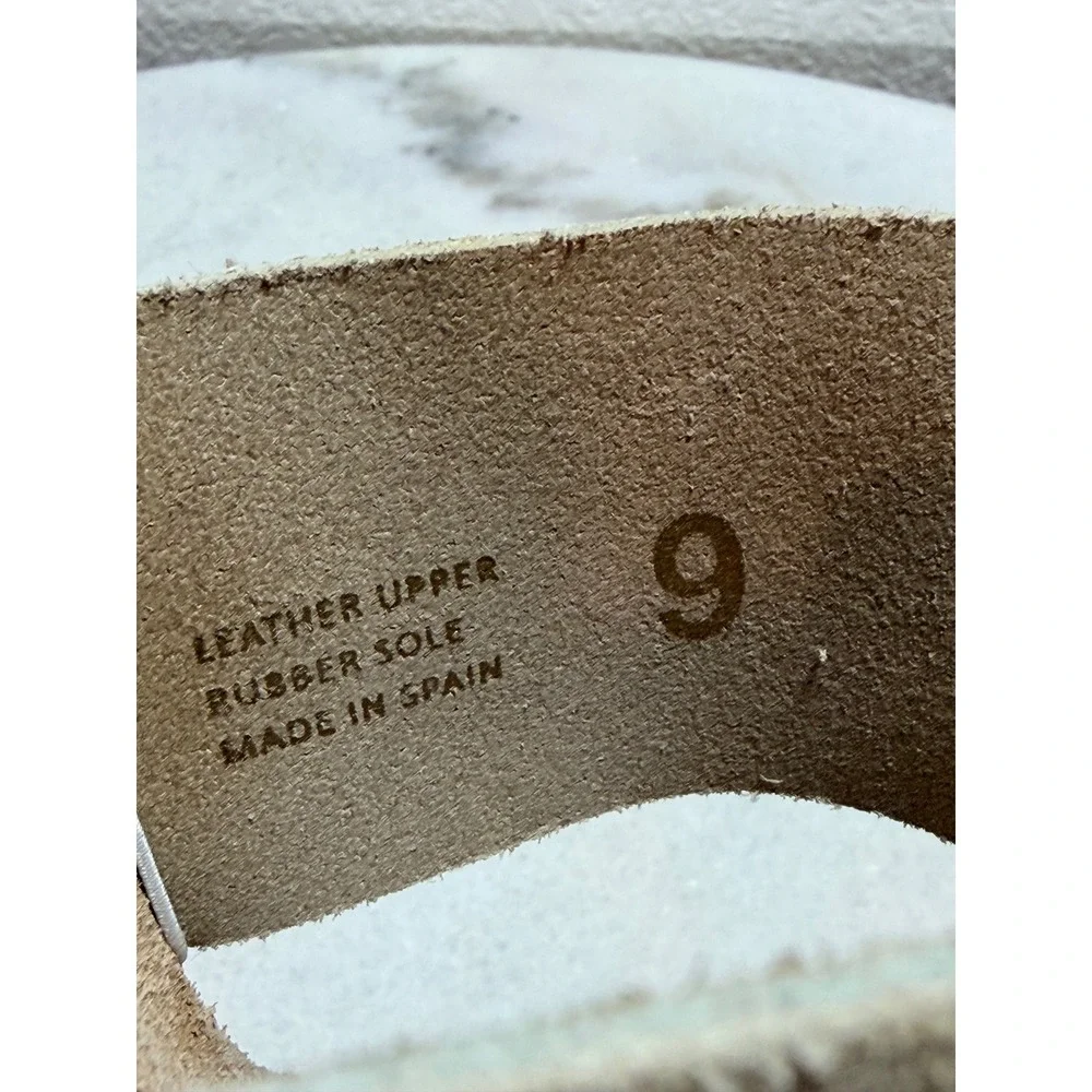 Yokono Womens Beige Suede Leather Cork Wedge‎ Buckle Slide Sandals Size 9 Spain